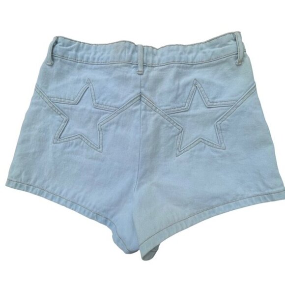 FOREVER 21 High-Rise Star Embroidered Denim Jean Shorts - Size 26 - Picture 1 of 4
